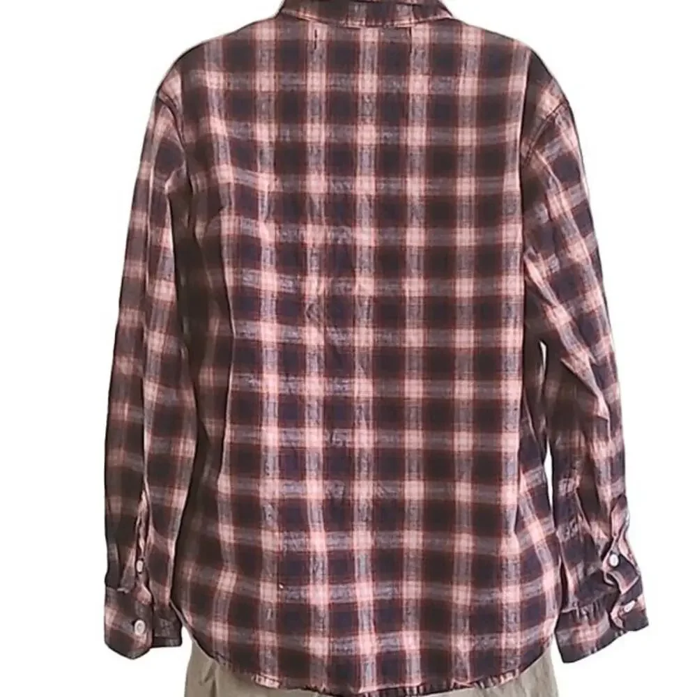 Excellent Old Navy Boys Checker Print Long Sleeve Button-Up Shirt Size 6/7